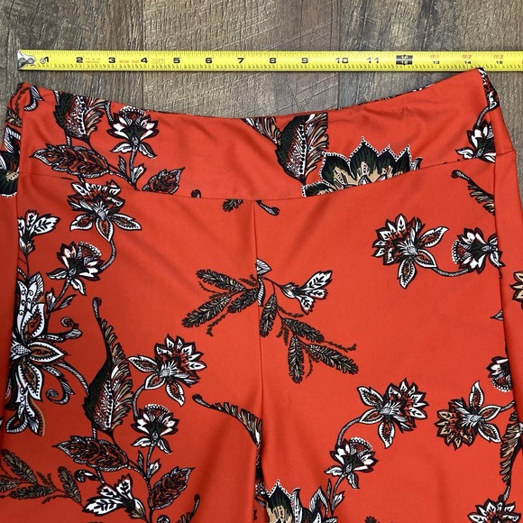 Jude Connally Floral Orange Red Wide Leg Ankle Bohemian Pants Elastic Waist sz M - Picture 5 of 9